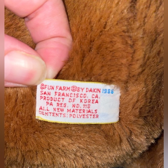 Dakin Brown Honey Jo Vintage 1986 20" Plush Teddy Bear Red Bow Tie Fun Farm - Picture 8 of 11